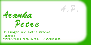 aranka petre business card